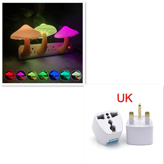 LED Night Light Mushroom Wall Socket Lamp EU US Plug Warm White Light-control Sensor Bedroom Light Home Decoration - Blitzwear Co