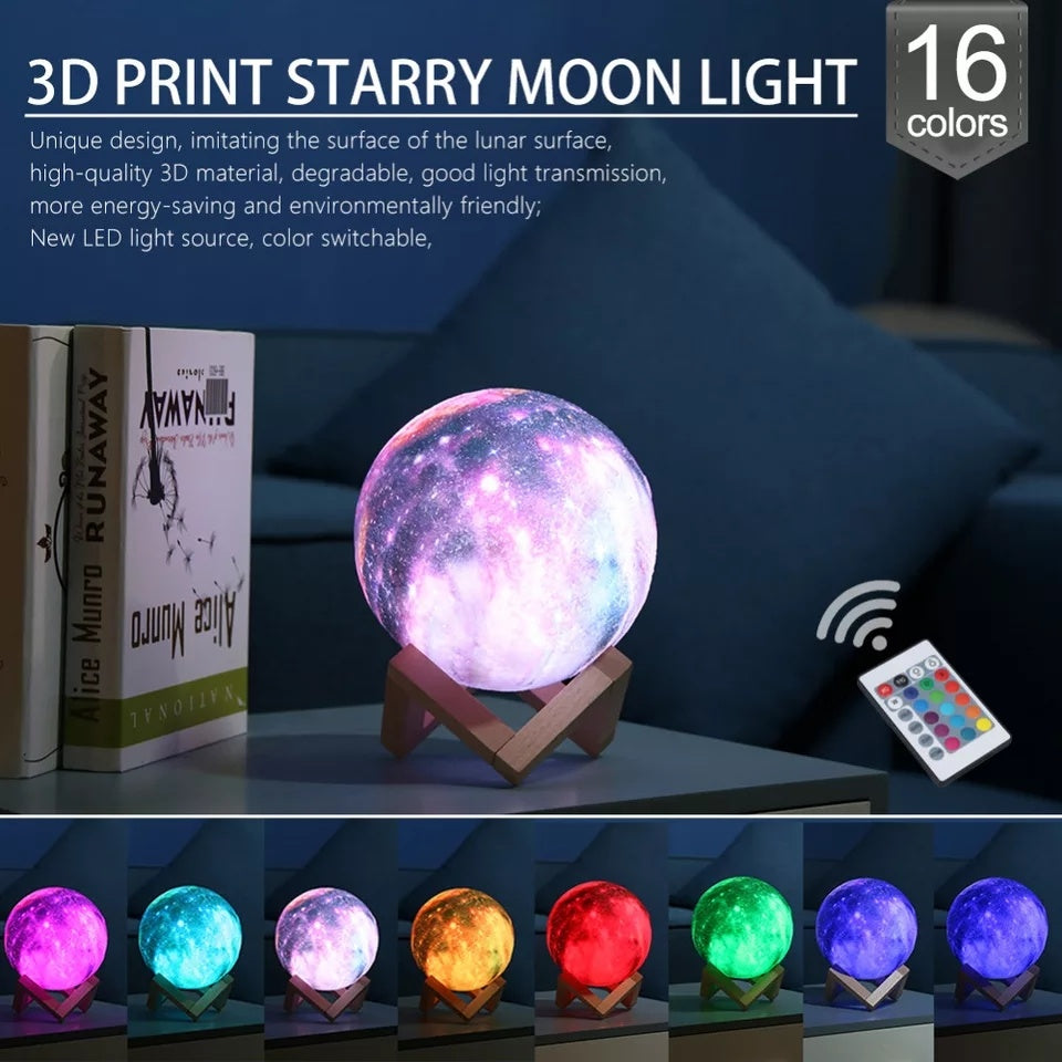 LED USB Star Galaxy Moon Lamp Stand Remote 3D Bedroom Night Light USB LED Earth Planet Lamp - Blitzwear Co