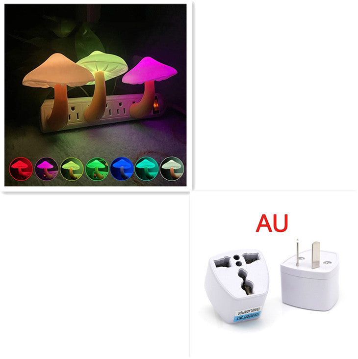 LED Night Light Mushroom Wall Socket Lamp EU US Plug Warm White Light-control Sensor Bedroom Light Home Decoration - Blitzwear Co