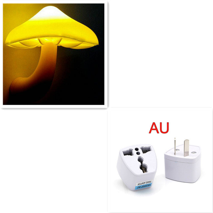 LED Night Light Mushroom Wall Socket Lamp EU US Plug Warm White Light-control Sensor Bedroom Light Home Decoration - Blitzwear Co