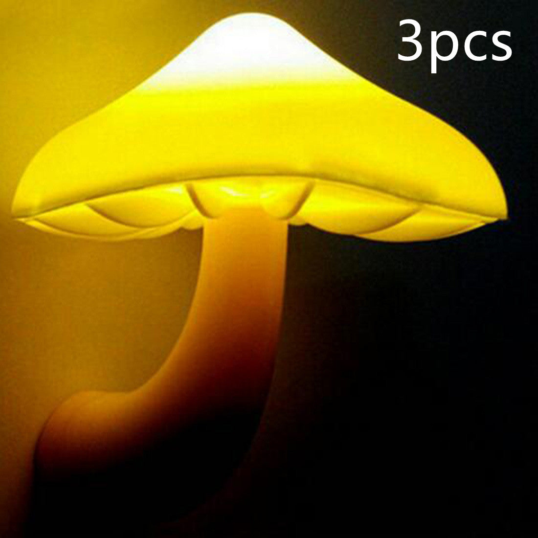 LED Night Light Mushroom Wall Socket Lamp EU US Plug Warm White Light-control Sensor Bedroom Light Home Decoration - Blitzwear Co