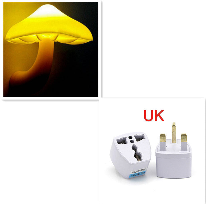 LED Night Light Mushroom Wall Socket Lamp EU US Plug Warm White Light-control Sensor Bedroom Light Home Decoration - Blitzwear Co